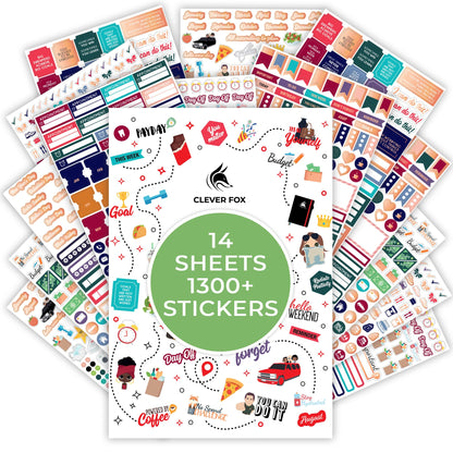 Clever Fox Planner Stickers for Adults, Women, Calendar & Journal, 1360+