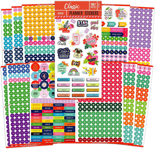 Mirida Planner Stickers, 1867 Daily Icons for Journal & Calendar