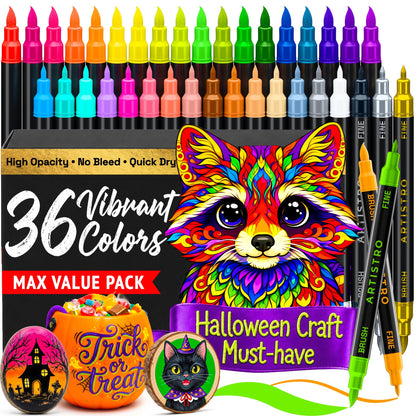 ARTISTRO 24 Metallic Dual-Tip Acrylic Paint Marker Pens for Drawing