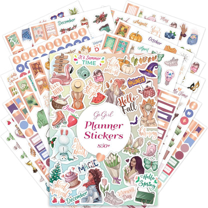 GoGirl Planner Stickers, 850+ Small Aesthetic Calendar & Holiday Book