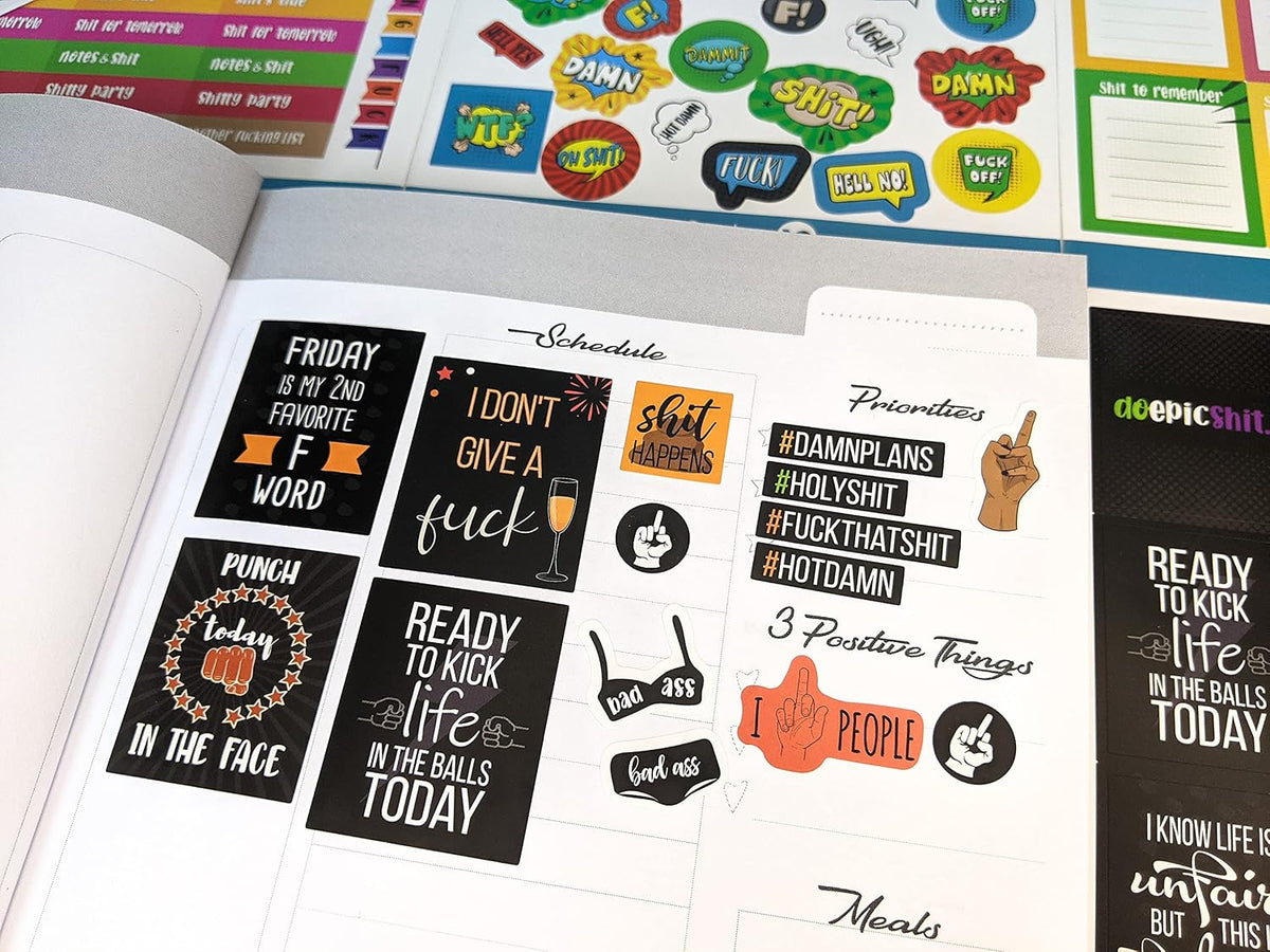 Vladi Creative Rude & Humorous Planner Stickers - 660pcs, 12 Sheets, Funny Adult Curse, Meme & Rude Stickers for Planners, Journals & Organizers, Hilarious & Bold Adult Humor Designs for Personal Use