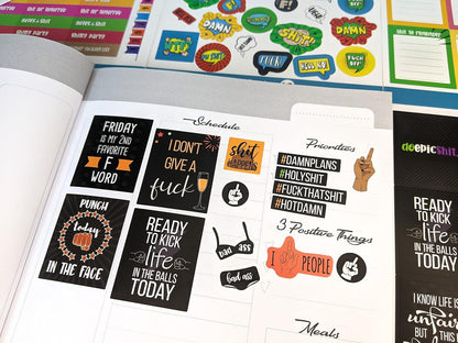 Vladi Creative Rude & Humorous Planner Stickers - 660pcs, 12 Sheets, Funny Adult Curse, Meme & Rude Stickers for Planners, Journals & Organizers, Hilarious & Bold Adult Humor Designs for Personal Use