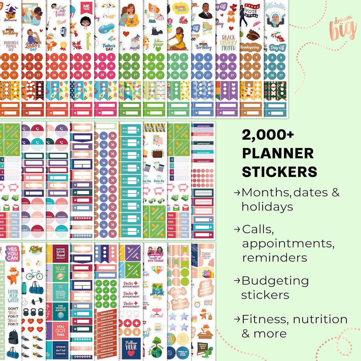 Clever Fox Mega Sticker Pack, Happy Calendar & Journal Accessories, 2000+