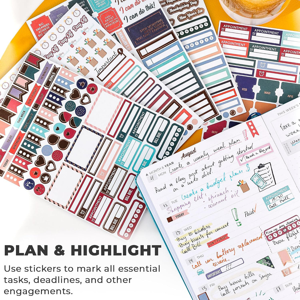 Clever Fox Planner Stickers for Adults, Women, Calendar & Journal, 1360+