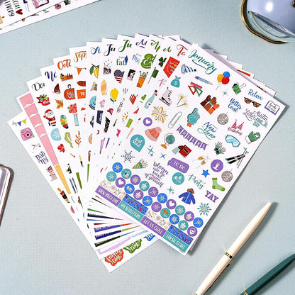 Planner Stickers - 12 Festival Theme Monthly Planner Stickers