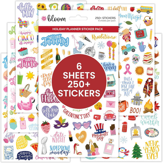 Bloom Daily Planners New Holiday Seasonal Planner Sticker Sheets - Seasonal Sticker Pack - Over 250 Stickers Per Pack!