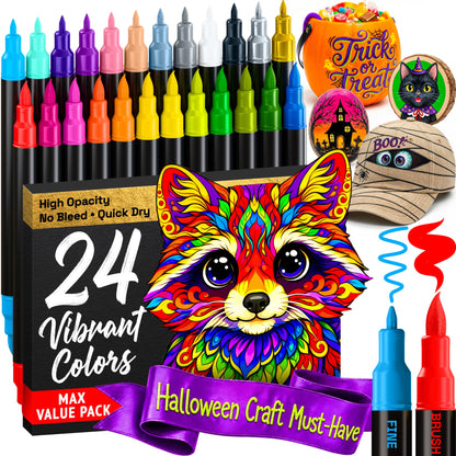 ARTISTRO 24 Metallic Dual-Tip Acrylic Paint Marker Pens for Drawing