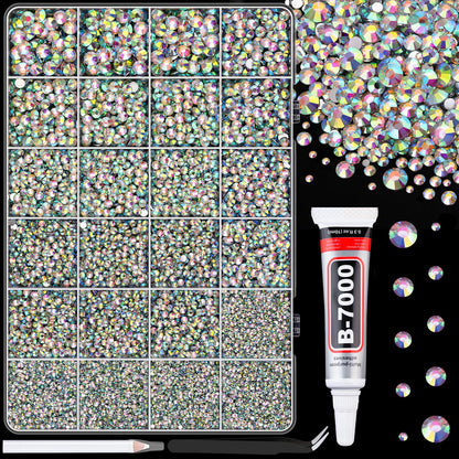 34000Pcs Resin Jelly Rhinestones for Bedazzling, Multicolor 3mm Flatback Gems for Diamond Art, Bedazzler Kit with 3Pcs 10ml B7000 Jewelry Glue for Bedazzle Thing Crafting Book Nail Art