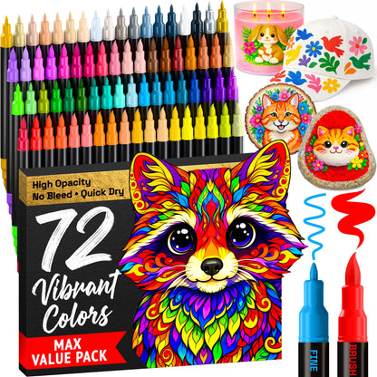 ARTISTRO 24 Metallic Dual-Tip Acrylic Paint Marker Pens for Drawing