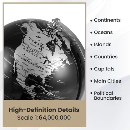 COSTWAY - 8" World Globe Modern Decorative Tabletop Earth Globe-Silver