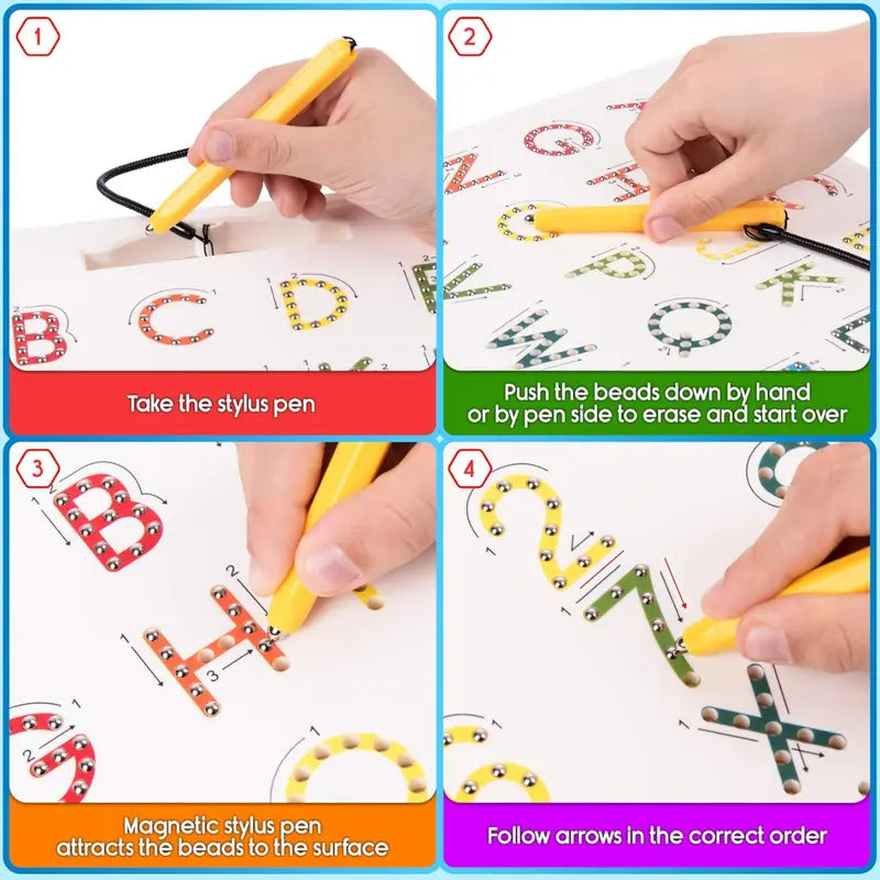 Double Sided Magnetic Letters Board for Kids, 2 in 1 Alphabet & Number Magnets Tracing Board for Toddlers, Learning Tools, Education Toy, Baby Shower Gift