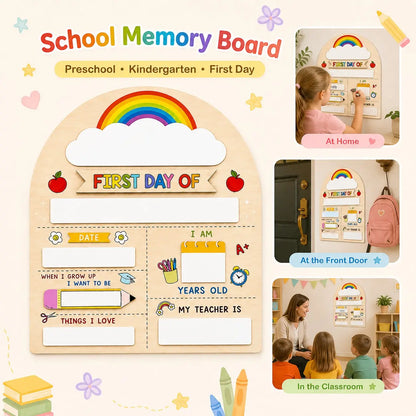 1 PC first day of school sign, Wooden material Reusable Dry Erase Milestone Board with Pink Bow, Back to School Photo Prop for Preschool, Kindergarten and Kids,  Easy to Write & Clean Board, Blank Slate