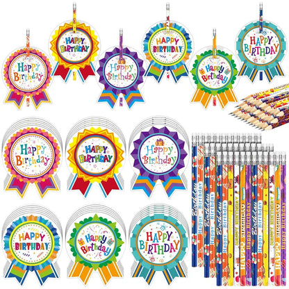 36 Sets Back to School Classroom Birthday Pencil Gift Kit for Kids, Includes Cupcake Cards, Rainbow HB Pencils with Erasers, Bookmarks – First Day of School Essentials, Teacher Stuff, Goodie Bag Stuffers for Homework Supplies, Birthday Gifts