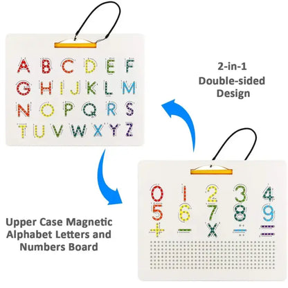 Double Sided Magnetic Letters Board for Kids, 2 in 1 Alphabet & Number Magnets Tracing Board for Toddlers, Learning Tools, Education Toy, Baby Shower Gift