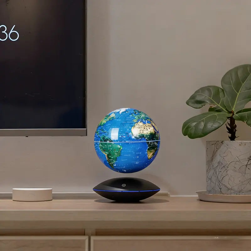 Magnetic Lev Float Globe, 360° Rotating World Map Desk Decor, Cool Tech Decor for Adults, Office Tabletop Accessory, Unique Gift (Home Improvement Lighting Accessory)
