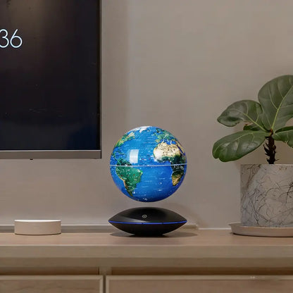 Magnetic Lev Float Globe, 360° Rotating World Map Desk Decor, Cool Tech Decor for Adults, Office Tabletop Accessory, Unique Gift (Home Improvement Lighting Accessory)