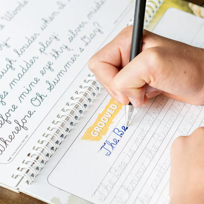 GRACEFUL BY DESIGN Historical Theme Cursive Grooved Handwriting Reusable Practice Set - 2 Practice Books, 4 Pens, 4 Ink Refills, Disappearing Ink Learning Tool for Classroom Supplies, Boosting Confidence