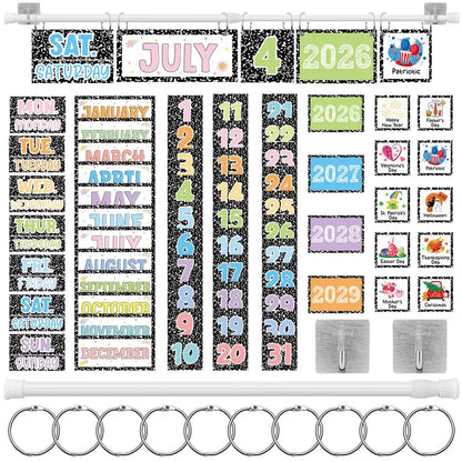 Back to School Classroom Flip Calendar 2026-2029/ 2026-2030 Reusable Bulletin Board Decorations Set, Class Calendar Date Flip Chart Teacher Hack Organization Kit Include Holder & Date Cards for Preschool Kindergarten Primary Classroom Set up, School Class
