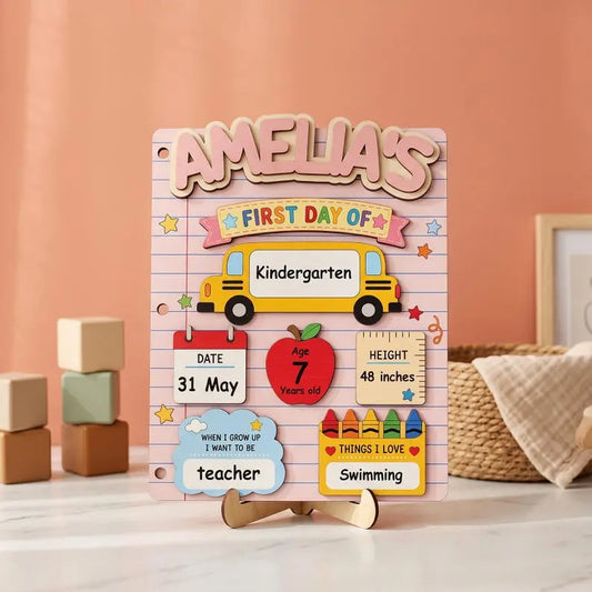 Personalized Back to School Sign - Wooden Acrylic Kids Milestone Plaque, Photo Prop, Teacher Gift, Classroom Display for Kindergarten First/Last Day