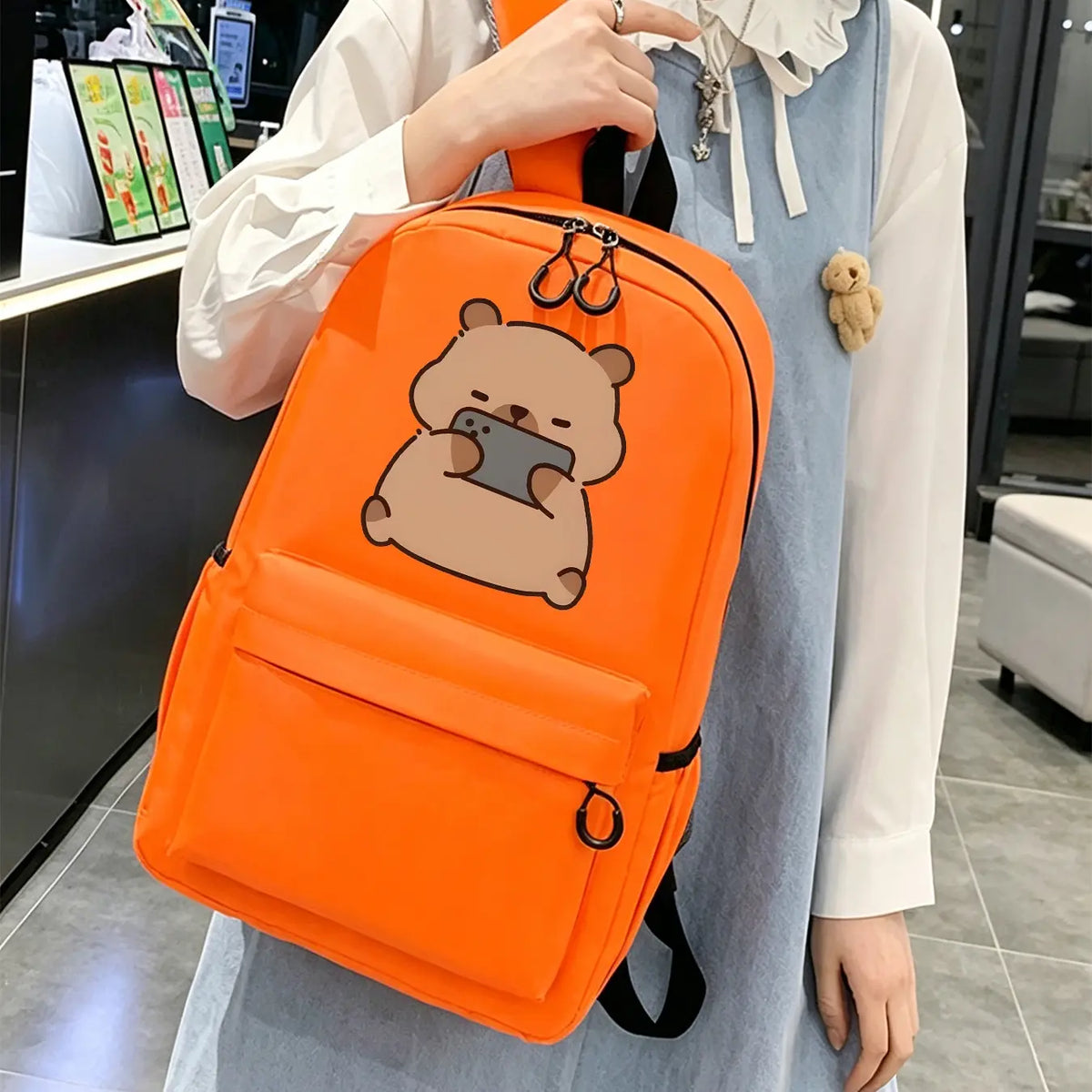Capybara Patterned Stylish Commuter Backpack, College Student Backpack, Cute Backpacks School, Ergonomic and Pressure-relieving Shoulder Straps, Lightweight Laptop Bag, Suitable for Work, Daily Commutes, and Travel