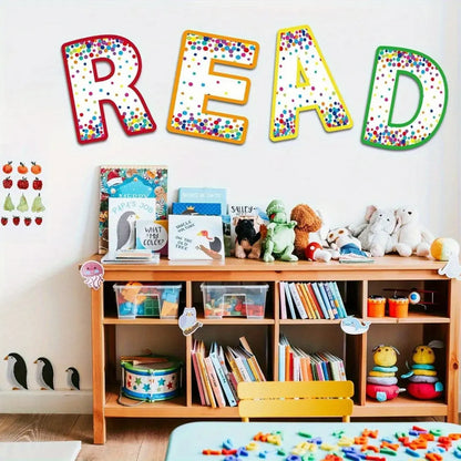 4pcs Frameless Classroom Decorations Literacy Learning Patterns Graphics Reading Poster for Teachers Bulletin Board and Wall Decor for Elementary Middle School Library Read Sign for Home Living Room Bedroom Decor Teaching Supplies 8*10inches