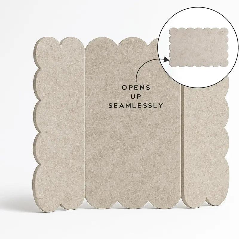 Orelle Scalloped Felt Bulletin Board | Foldable Peel and Stick Felt Board for Wall | Alternative Cork Board for Office, Message Board, Kids Art Display