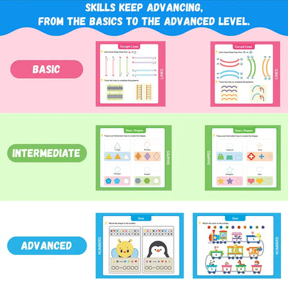 LUMIKIDZ Preschool Handwriting Tracing Paperbook Workbook Set for 3+ Years Boys & Girls, School Must-Haves Office Stationery with Phonics Alphabet Chart, Markers, Printed Pages, Tracing Fun, Muscle Development & Early Literacy Children's Day Gift