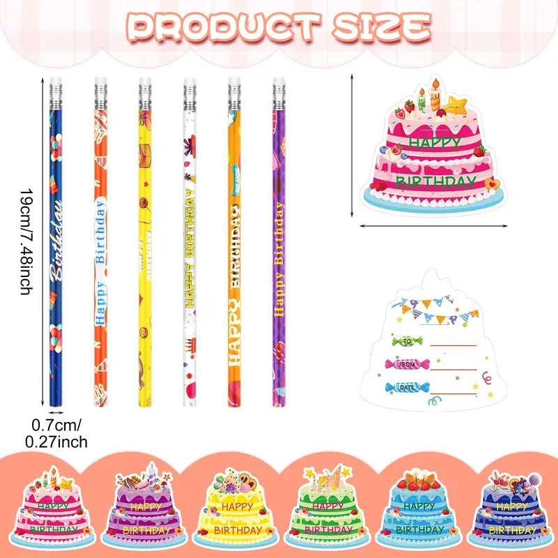 36 Sets Back to School Classroom Birthday Pencil Gift Kit for Kids, Includes Cupcake Cards, Rainbow HB Pencils with Erasers, Bookmarks – First Day of School Essentials, Teacher Stuff, Goodie Bag Stuffers for Homework Supplies, Birthday Gifts