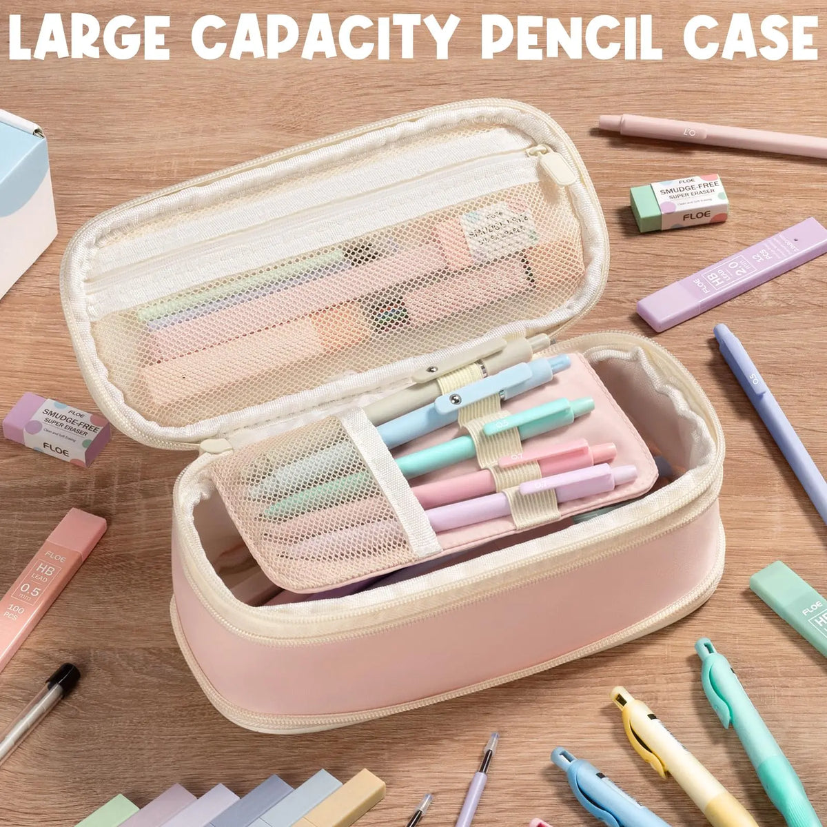 Aesthetic Office School Stationery Set, School Study Supplies, Including Highlighter, Gel Pen, Mechanical Pencil, Pencil Case and Accessories, Cute Writing Utensils, Student Essentials