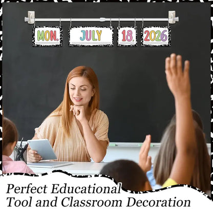 Back to School Classroom Flip Calendar 2026-2029/ 2026-2030 Reusable Bulletin Board Decorations Set, Class Calendar Date Flip Chart Teacher Hack Organization Kit Include Holder & Date Cards for Preschool Kindergarten Primary Classroom Set up, School Class