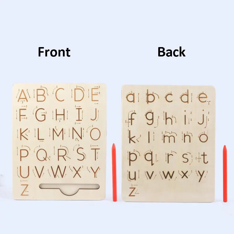 Wooden Letters Practicing Board,Reusable Handwriting Alphabet Tracing Board Double-Sided Toddlers and Preschool Gifts Learning Toys Learning to Write ABC for Kids Ages 3-6