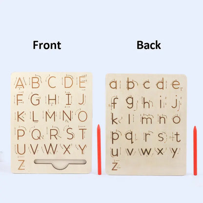 Wooden Letters Practicing Board,Reusable Handwriting Alphabet Tracing Board Double-Sided Toddlers and Preschool Gifts Learning Toys Learning to Write ABC for Kids Ages 3-6