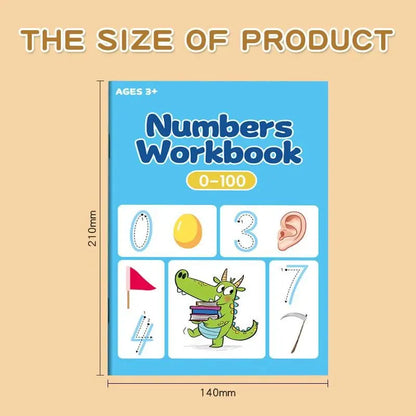 Calligraphy Practice Book, Number Writing Workbook 0-100, Tracing Sheets for Pen Control, Kids' Handwriting Improvement Tool, Preschool Learning Materials
