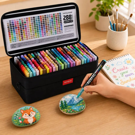 288 Colors Acrylic Markers Pro Set, Soft Tip Acrylic Paint Pens 1-5mm, Acrylic Painting Pens, High Coverage Paint Markers for Stone, Glass, Wood, Ceramic, Plastic, Canvas, Fabric & Crafts, Art Sets, Painting Supplies