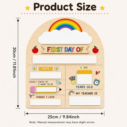 1 PC first day of school sign, Wooden material Reusable Dry Erase Milestone Board with Pink Bow, Back to School Photo Prop for Preschool, Kindergarten and Kids,  Easy to Write & Clean Board, Blank Slate