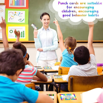 50 Reward Cards + 1 Hole Puncher Set, Teaching Supplies, Classroom Prize Supplies, Classroom Management & Student Incentive, Effective Behavior Rewards System, Back-To-School Gift
