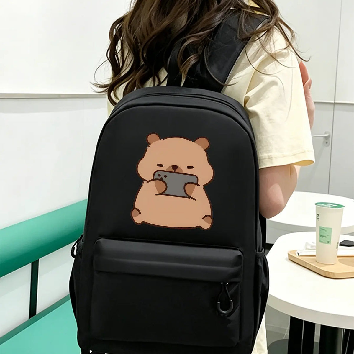 Capybara Patterned Stylish Commuter Backpack, College Student Backpack, Cute Backpacks School, Ergonomic and Pressure-relieving Shoulder Straps, Lightweight Laptop Bag, Suitable for Work, Daily Commutes, and Travel