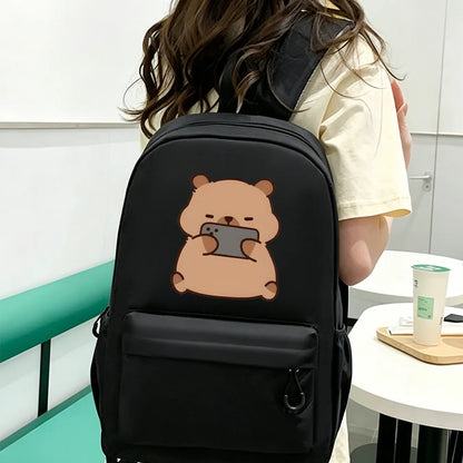 Capybara Patterned Stylish Commuter Backpack, College Student Backpack, Cute Backpacks School, Ergonomic and Pressure-relieving Shoulder Straps, Lightweight Laptop Bag, Suitable for Work, Daily Commutes, and Travel