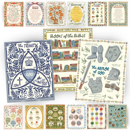 Mr. Pen Matte Lamination 11x14in Bible Books & 10 Commandments Poster Set Pack - Classroom Decoration, School Supplies, Office Stationery Teaching Aid for Religious School Leaders, Bible Study Groups