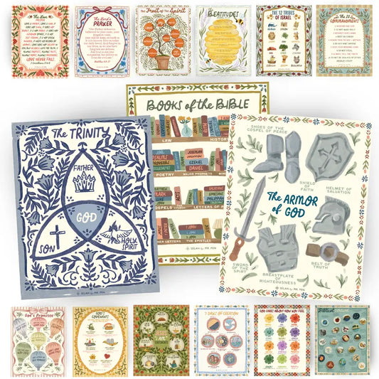 Mr. Pen Matte Lamination 11x14in Bible Books & 10 Commandments Poster Set Pack - Classroom Decoration, School Supplies, Office Stationery Teaching Aid for Religious School Leaders, Bible Study Groups