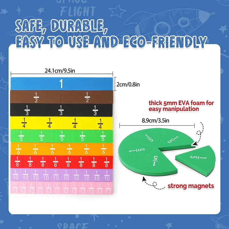 Torlam Jumbo Magnetic Foam Fraction Tiles & Circles Activity Set - Magnet Maths Toys for Elementary School, Hands-On Learning Aids for Parents, Interactive Shape Tools for Learning Fun