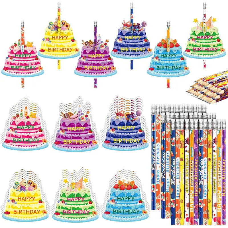36 Sets Back to School Classroom Birthday Pencil Gift Kit for Kids, Includes Cupcake Cards, Rainbow HB Pencils with Erasers, Bookmarks – First Day of School Essentials, Teacher Stuff, Goodie Bag Stuffers for Homework Supplies, Birthday Gifts