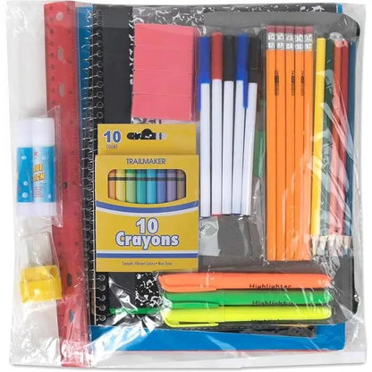 Essential School Supply Kit 45-Piece Set for Grades K-12 Includes Folders Notebooks Pencils Pens Crayons Ruler Scissors and More Perfect for Students and Educators