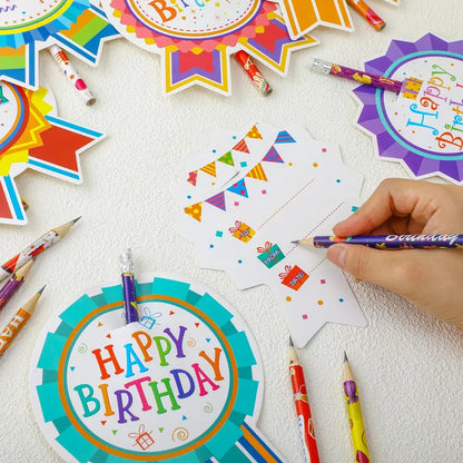 36 Sets Back to School Classroom Birthday Pencil Gift Kit for Kids, Includes Cupcake Cards, Rainbow HB Pencils with Erasers, Bookmarks – First Day of School Essentials, Teacher Stuff, Goodie Bag Stuffers for Homework Supplies, Birthday Gifts