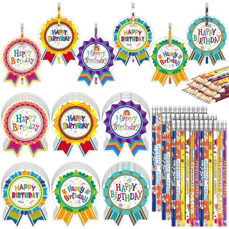 36 Sets Back to School Classroom Birthday Pencil Gift Kit for Kids, Includes Cupcake Cards, Rainbow HB Pencils with Erasers, Bookmarks – First Day of School Essentials, Teacher Stuff, Goodie Bag Stuffers for Homework Supplies, Birthday Gifts
